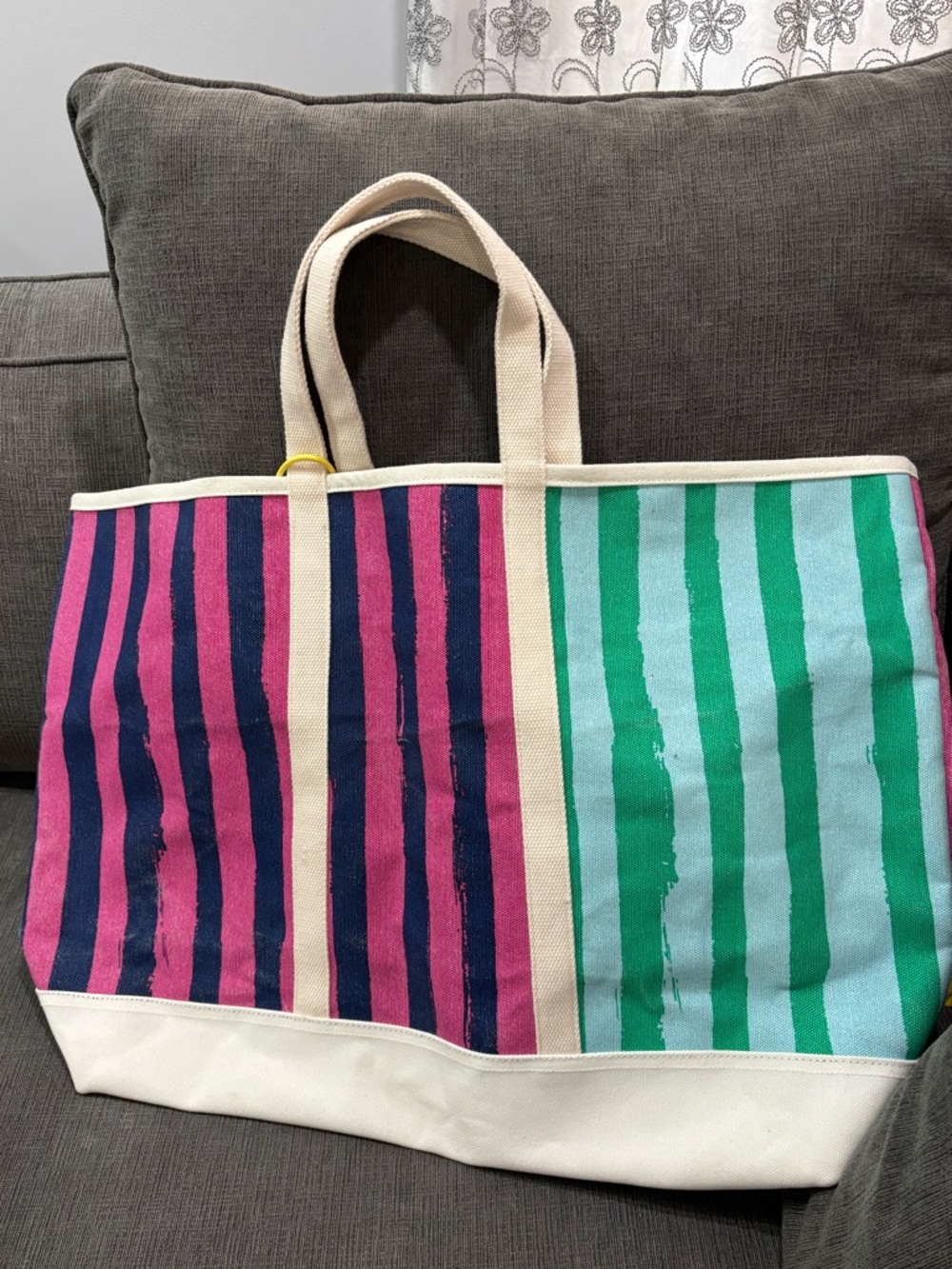 Kerri Rosenthal Ships Ahoy Tote Bag in Pink, Navy & Green